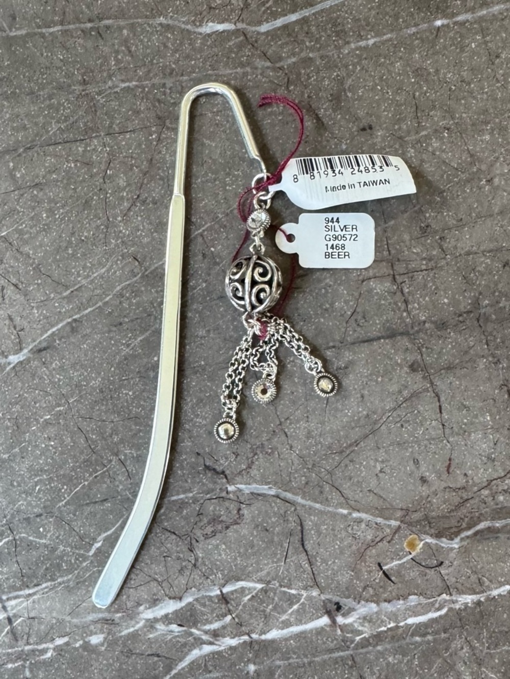 Brighton Silver Filigree Tassel Bookmark with Chain Charms